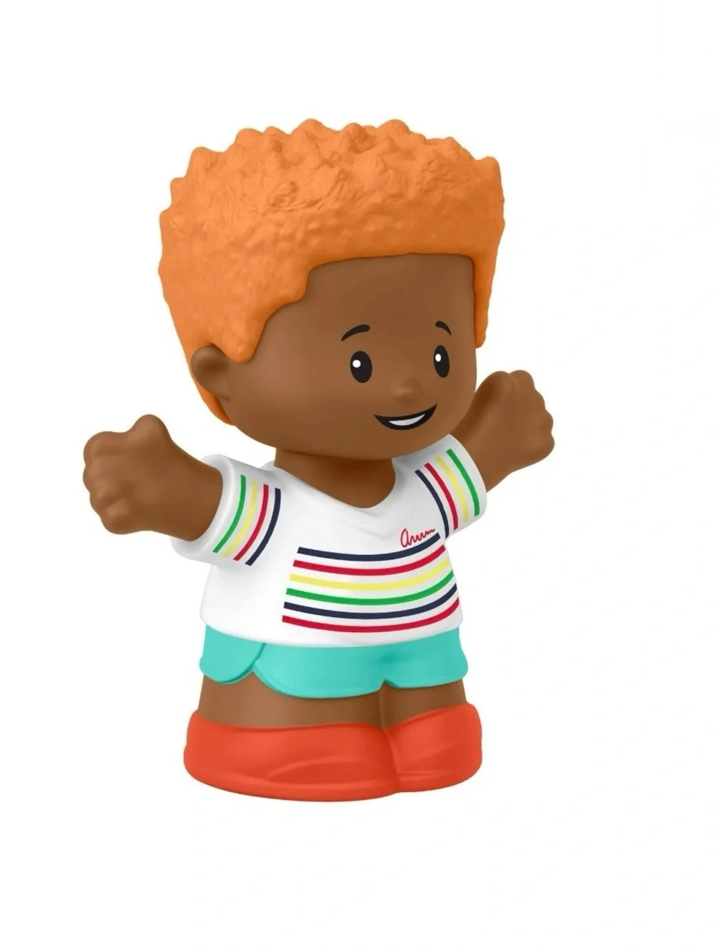 New Fisher-Price Little People Orange-Haired Boy Figure with Striped Shirt Smile